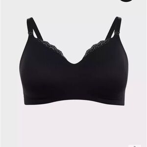 Black Lace Trim Wireless Maternity Bra